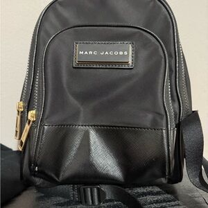 Marc Jacobs Black Mini Backpack with Gold Hardware